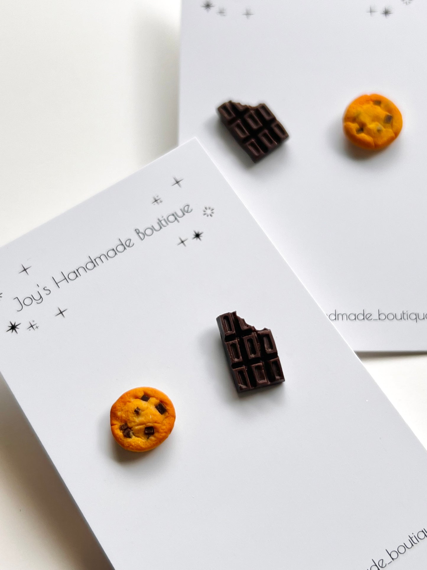 Choc chip cookie and chocolate stud Earrings |Handmade from polymer clay