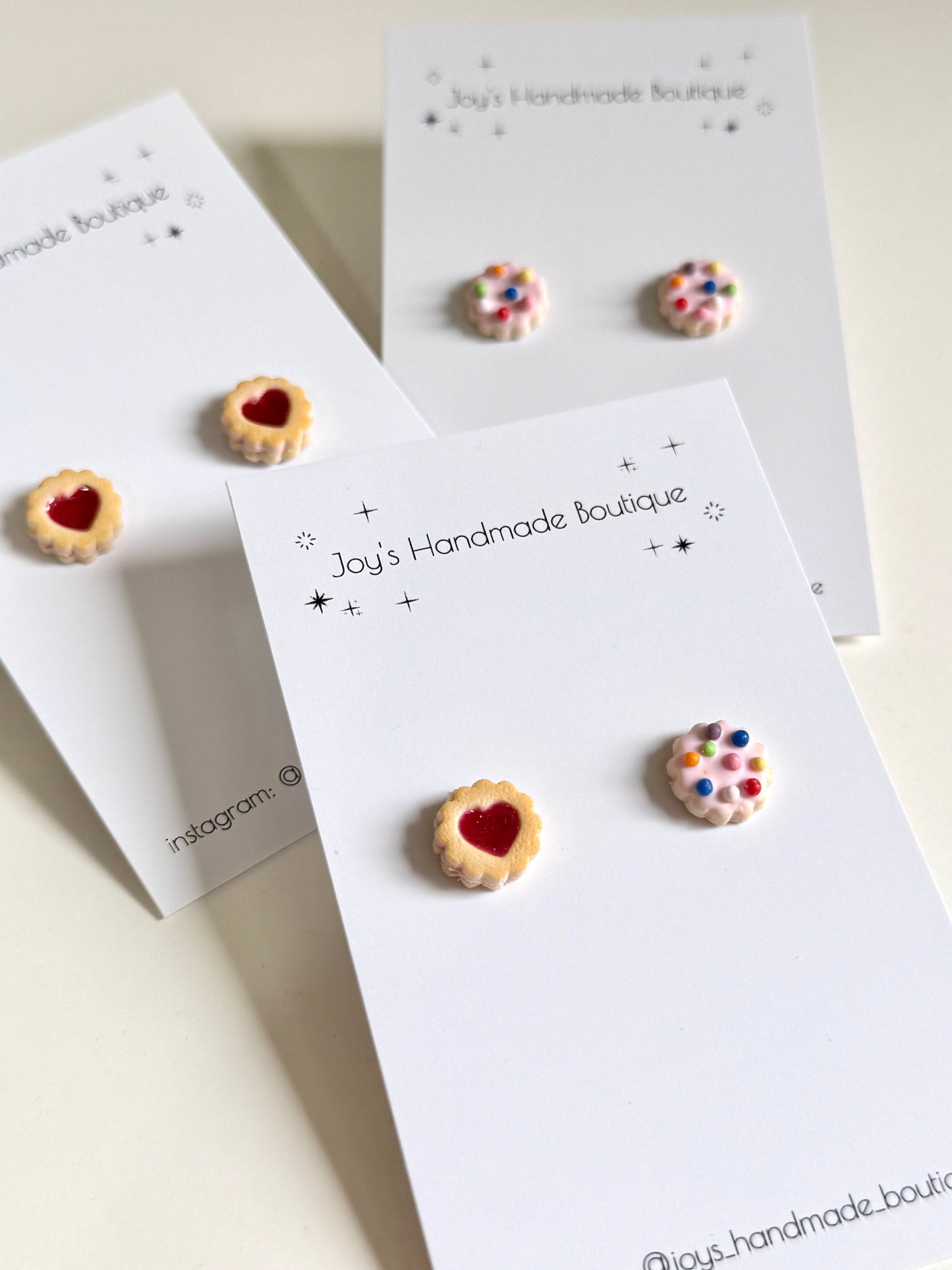 Mini Biscuit Stud Earrings - Handmade from polymer clay