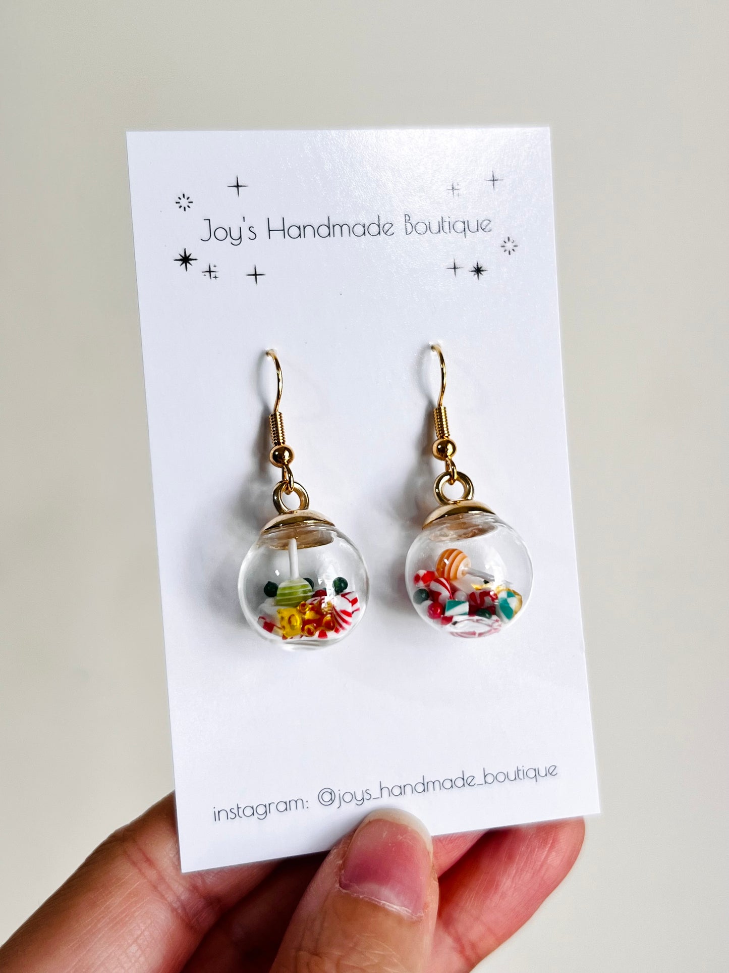 Christmas Candy Glass Bauble Earrings