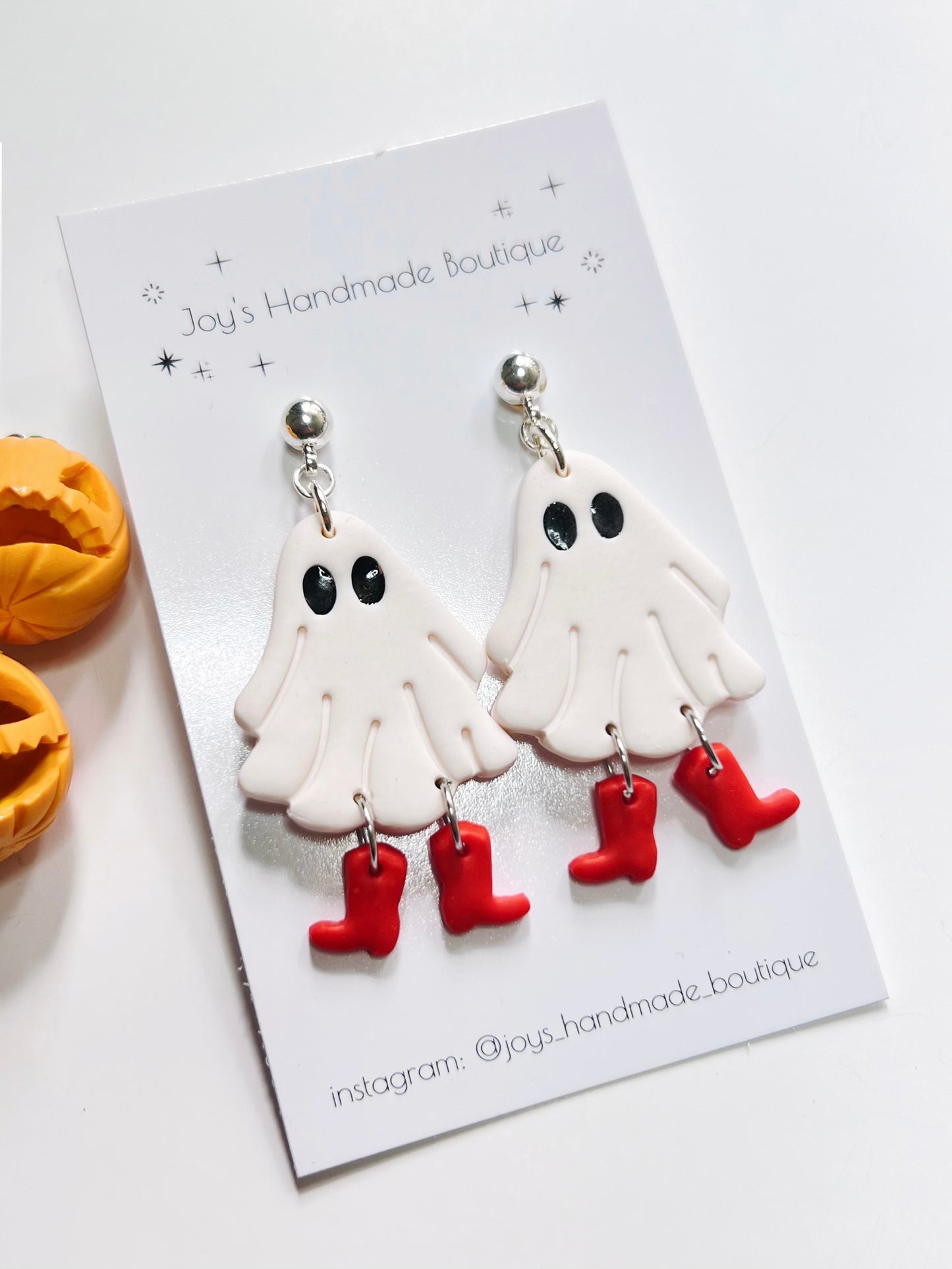 Boot Ghostie Earrings | Handmade from polymer clay