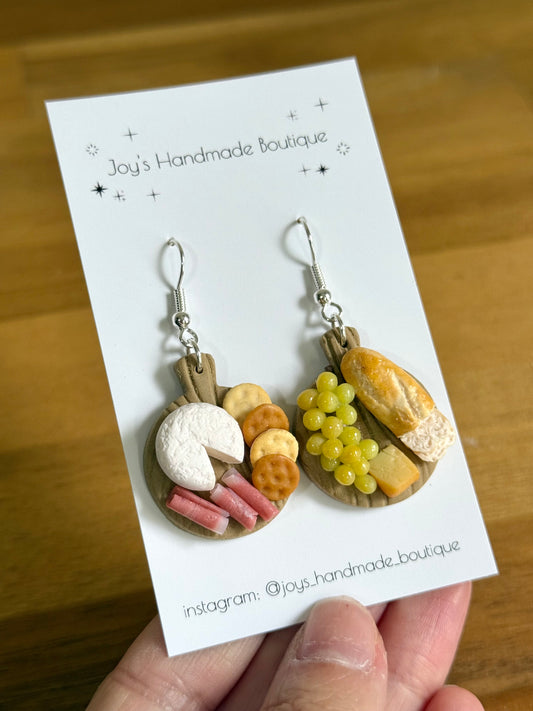 Cheeseboard Earrings (Design 60)| Handmade from Polymer Clay and Resin