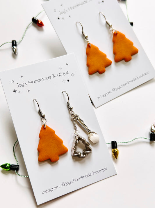 Gingerbread Tree and Cutter Earrings | Handmade from polymer clay