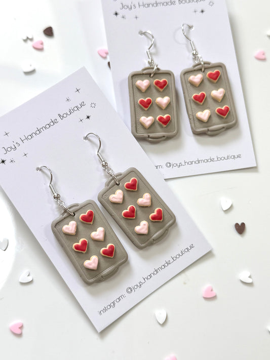 Heart Biscuit Tray Earrings | Handmade from Polymer Clay