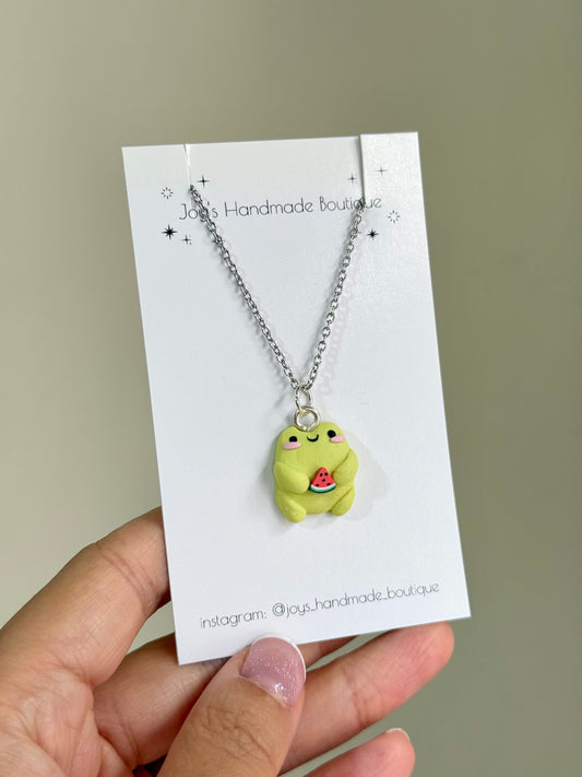 Watermelon Froggo Necklace | Handmade from polymer clay