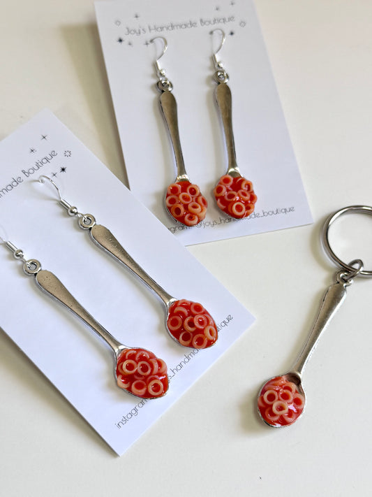 Spaghetti Hoops on Spoon Earrings - Handmade from polymer clay