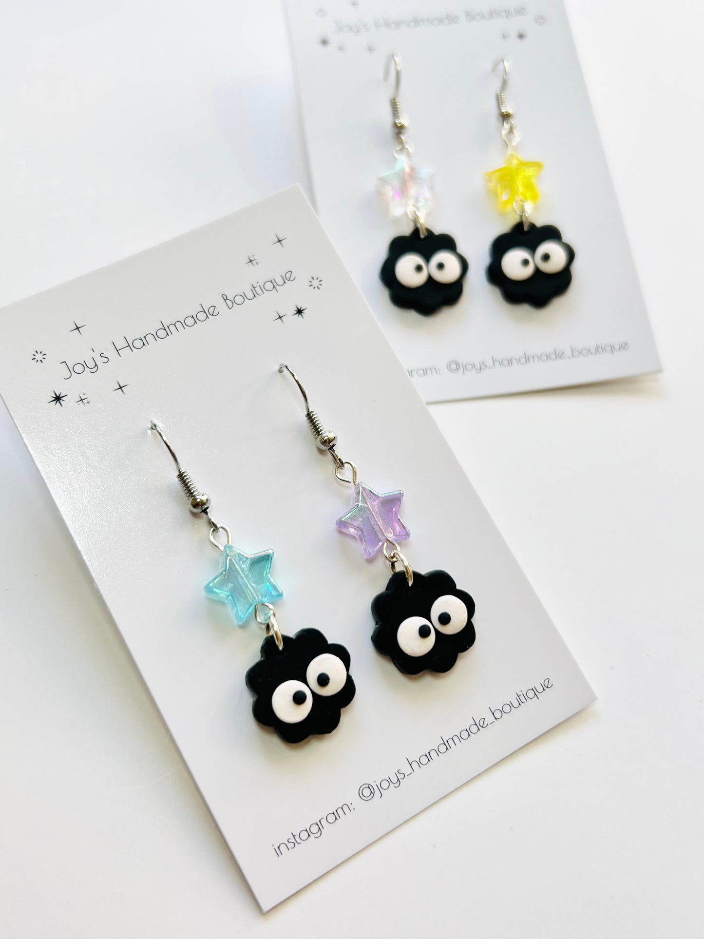 Soot Sprite Star Earrings | Handmade from polymer clay