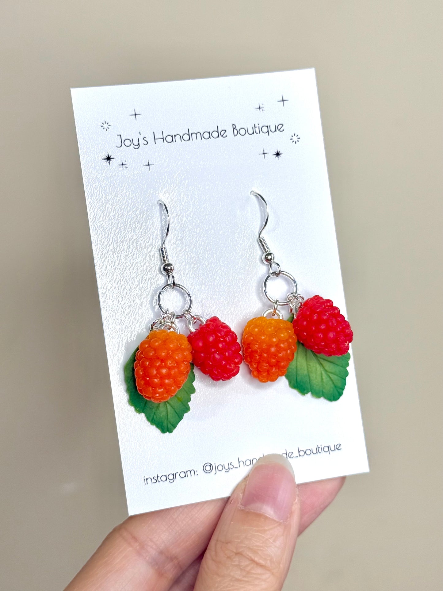 Wild Raspberry Earrings | Handmade from polymer clay