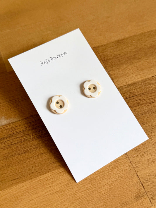 Button Stud Earrings (6 designs) - Handmade from polymer clay