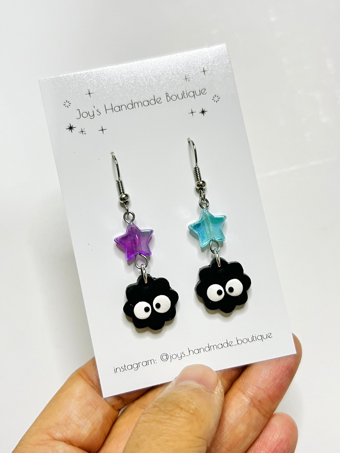 Soot Sprite Star Earrings | Handmade from polymer clay