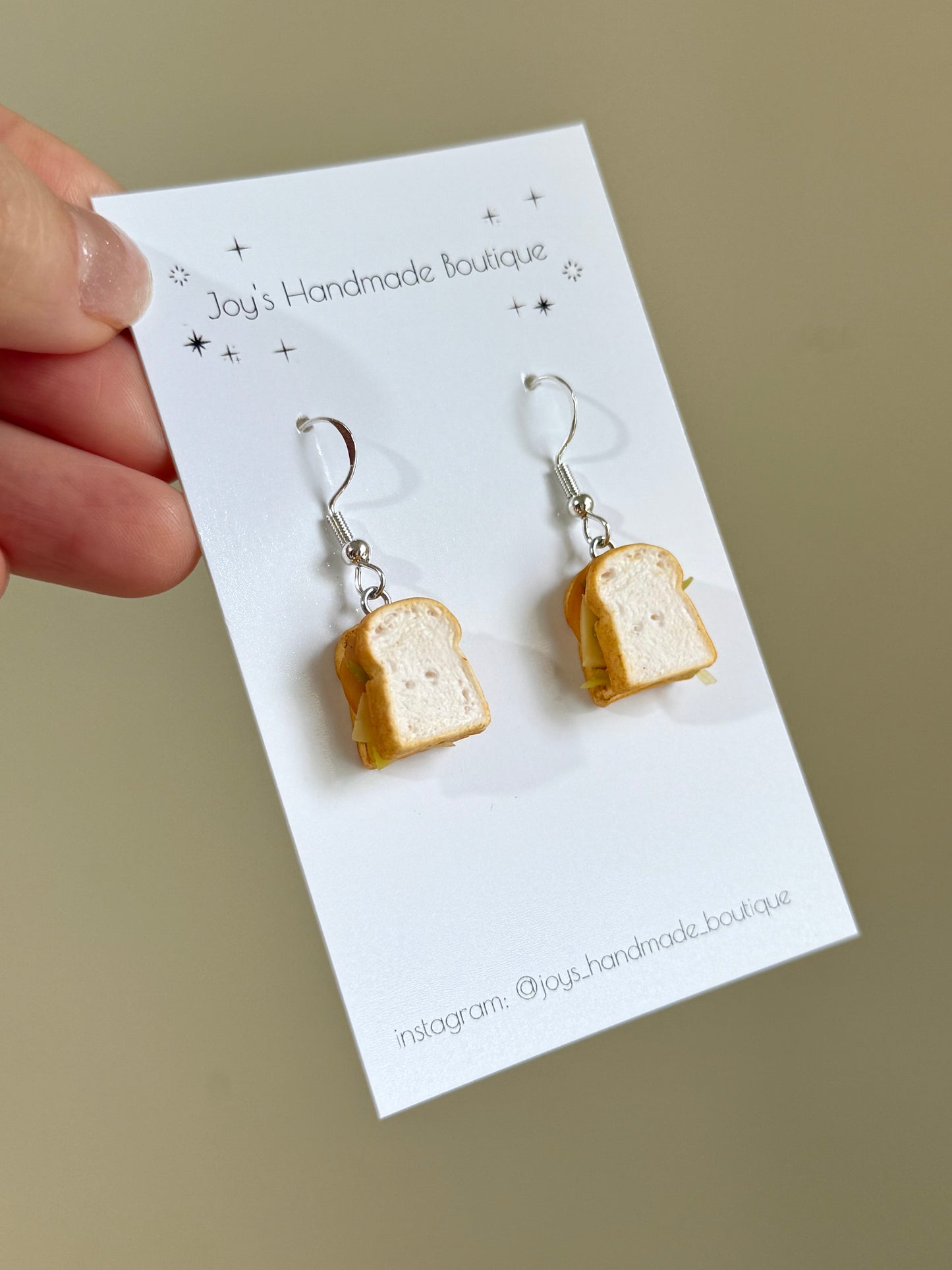 Ham, Cheese and Lettuce Sandwich earrings | Handmade from polymer clay