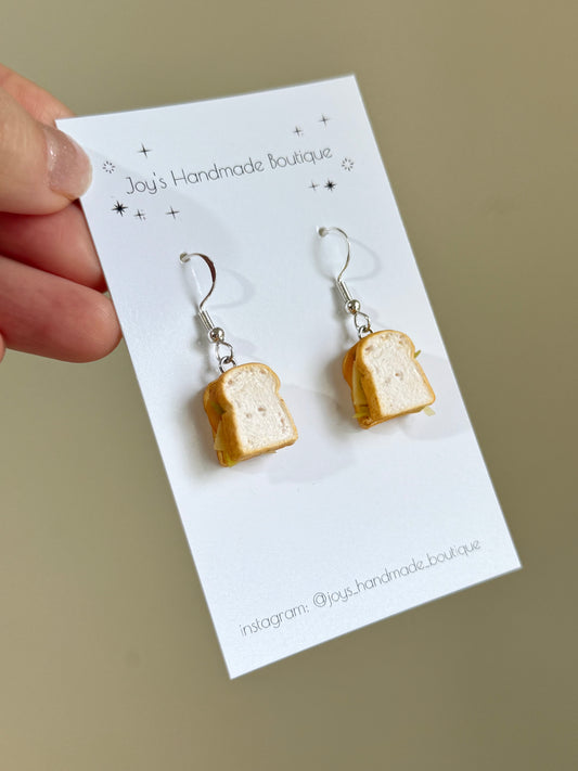 Ham, Cheese and Lettuce Sandwich earrings | Handmade from polymer clay