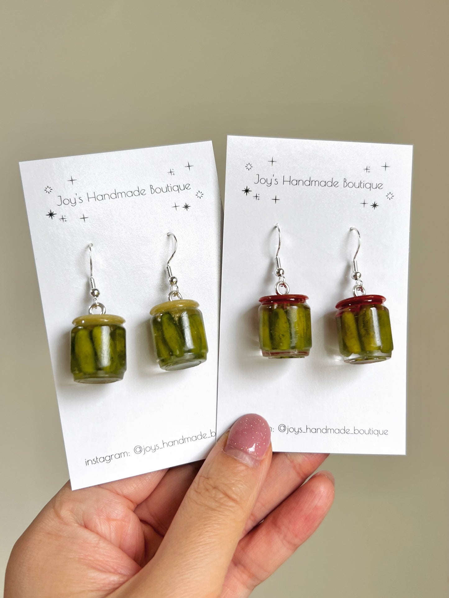 Pickle Jar Earrings/Keychain | Handmade from polymer clay and resin