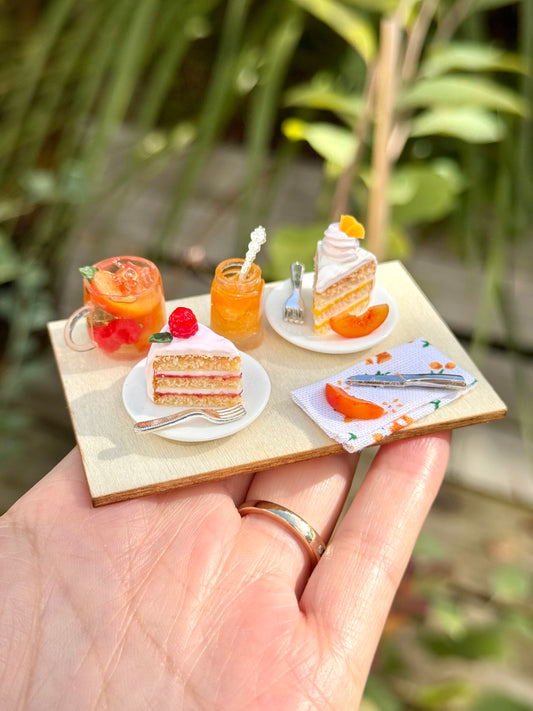 Cake slices and Peach & Raspberry Tea Board (miniature)
