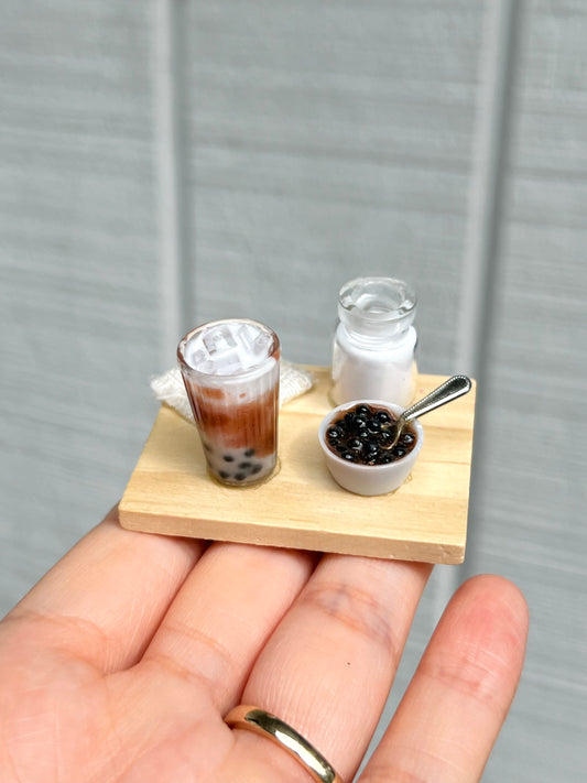 Bubble Tea Board (miniature)| Handmade from polymer clay