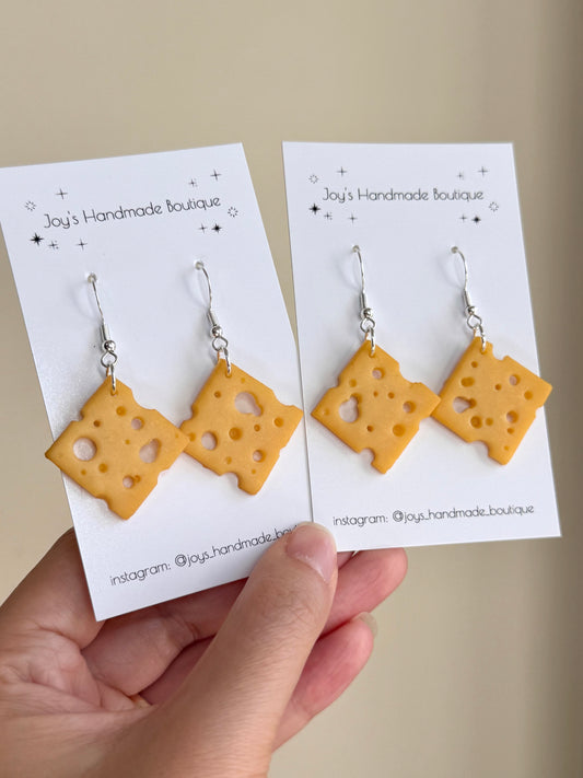 Swiss Cheese Slice Earrings | Handmade from Polymer Clay
