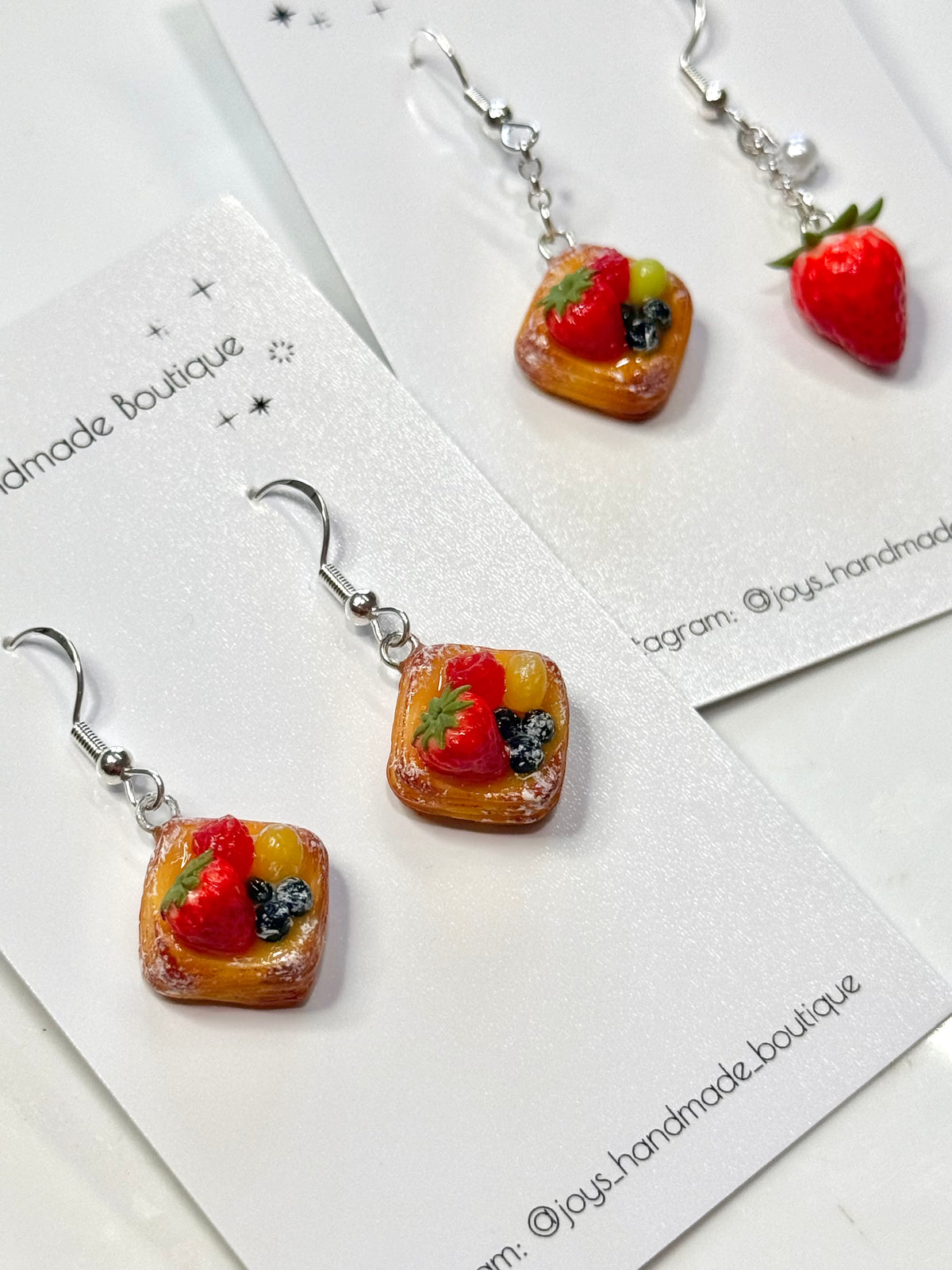 Berry Pastry Earrings - Handmade from polymer clay