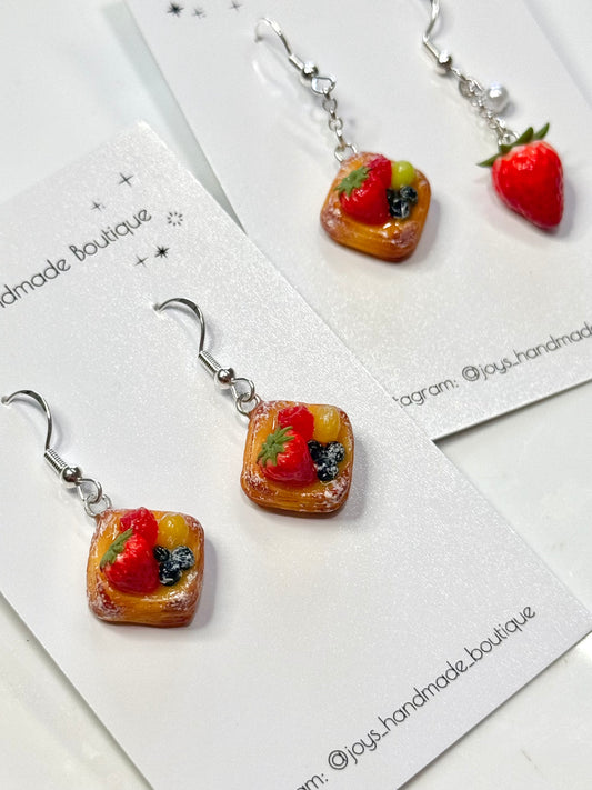 Berry Pastry Earrings - Handmade from polymer clay