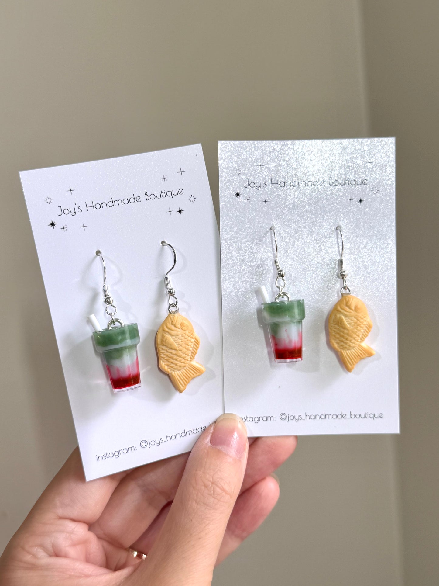 Strawberry Matcha and Taiyaki Earrings | Handmade from Polymer Clay