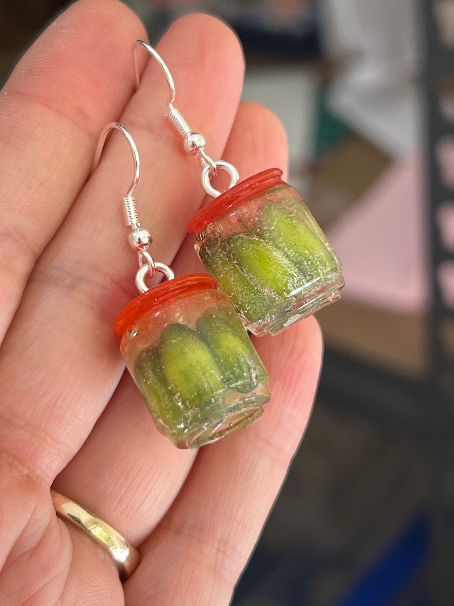 SECONDS/MISTAKES/BUBBLY Pickle Jar Earrings/Keychains | Handmade