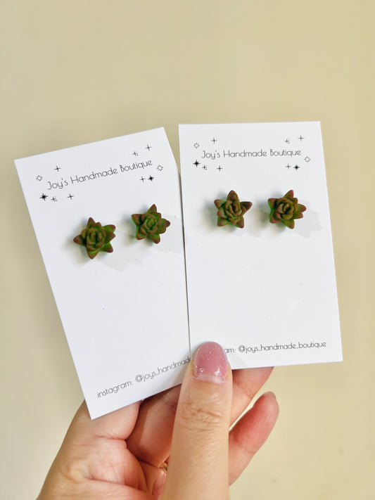 Green succulent stud Earrings | Handmade from Polymer Clay