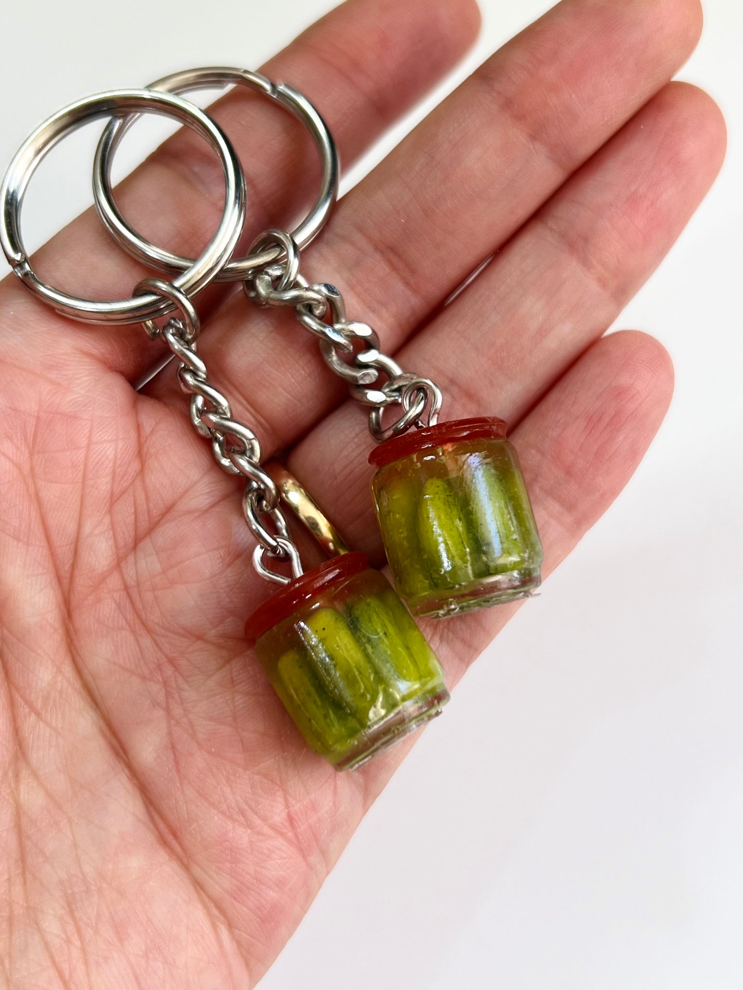 Pickle Jar Earrings/Keychain | Handmade from polymer clay and resin