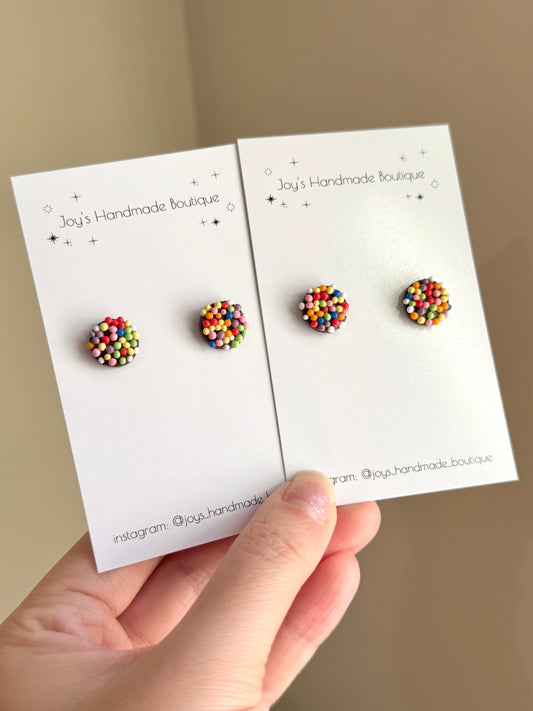 Sprinkle Chocolate Earrings (studs) - Handmade from polymer clay
