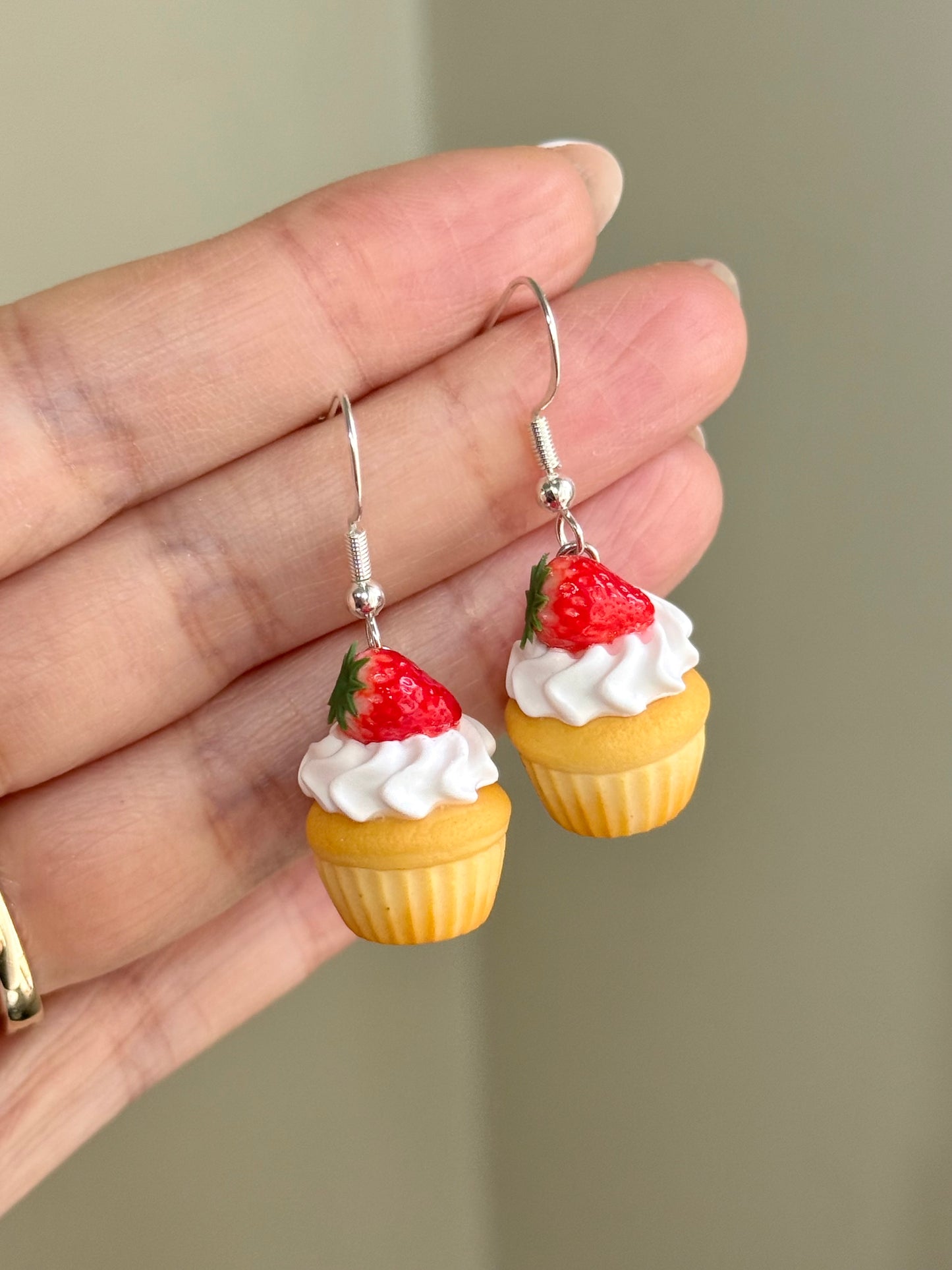 Strawberry Cupcake Earrings | Handmade from Polymer Clay