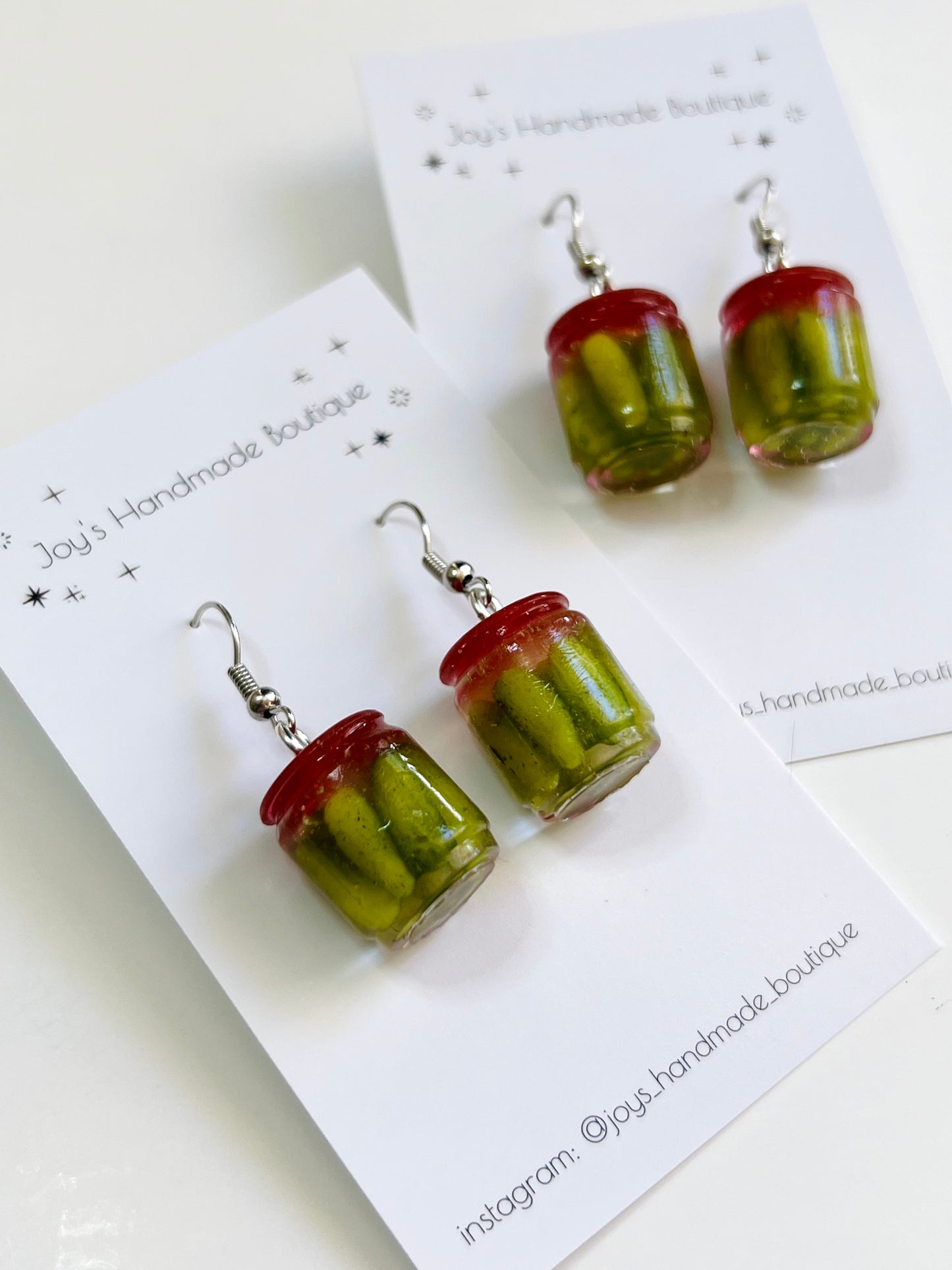 Pickle Jar Earrings/Keychain | Handmade from polymer clay and resin