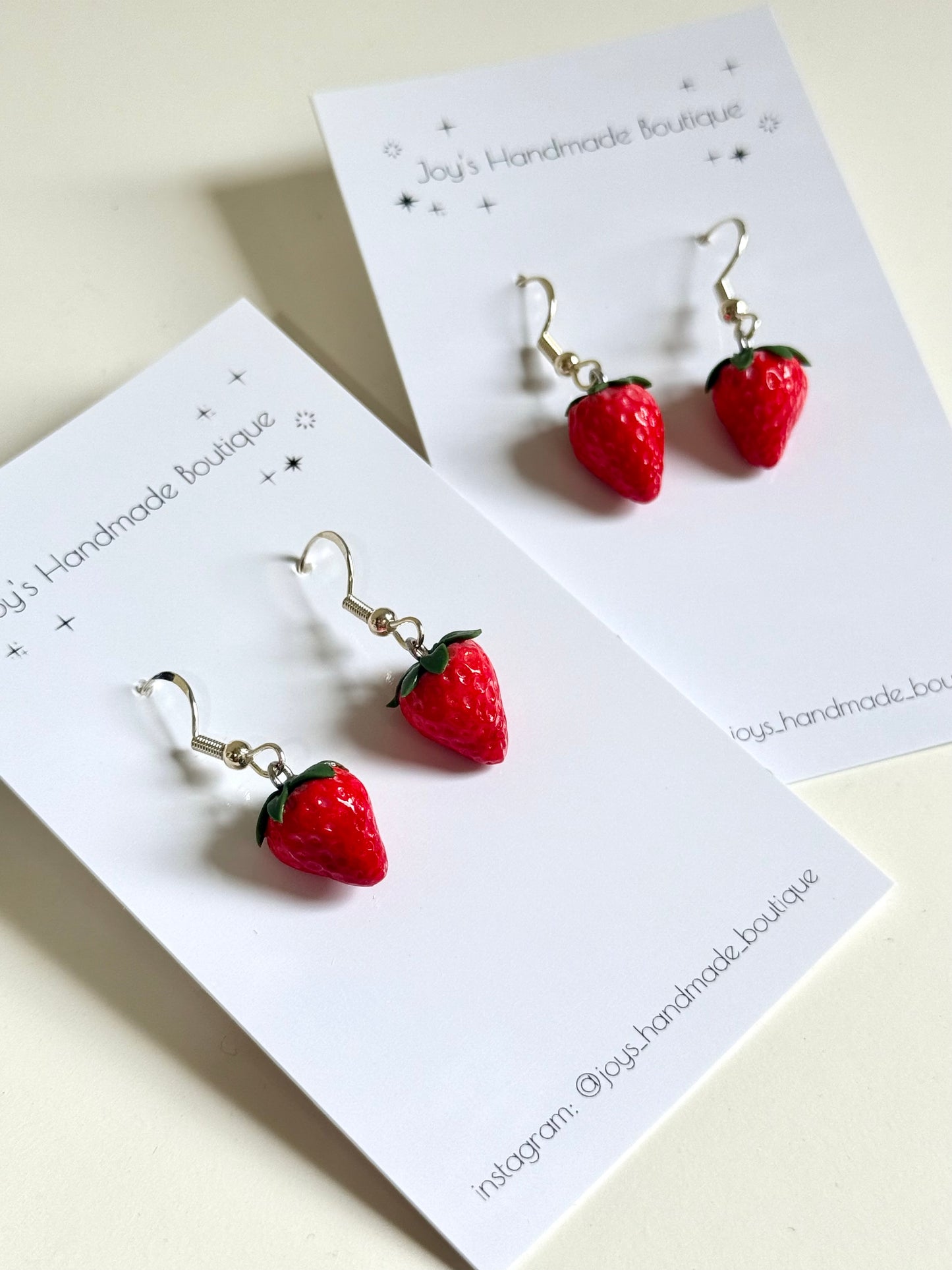 Mini Strawberry earrings | Handmade from polymer clay