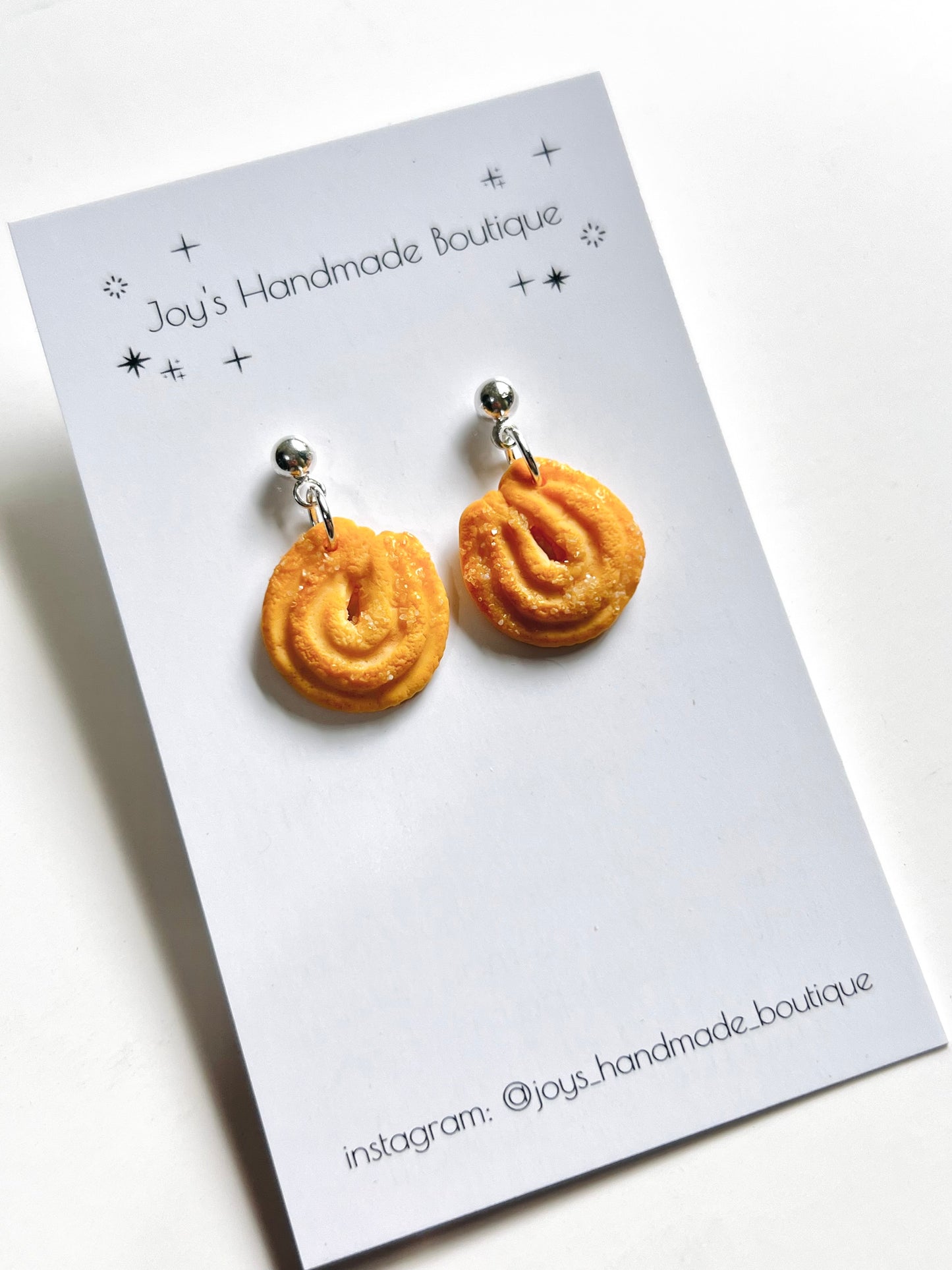 Danish Butter Cookie earrings - Handmade from Polymer clay