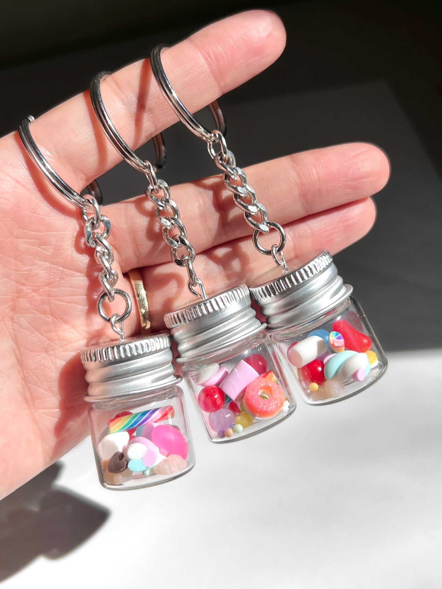 Candy jar bag charm | Handmade from polymer clay and mixed medias