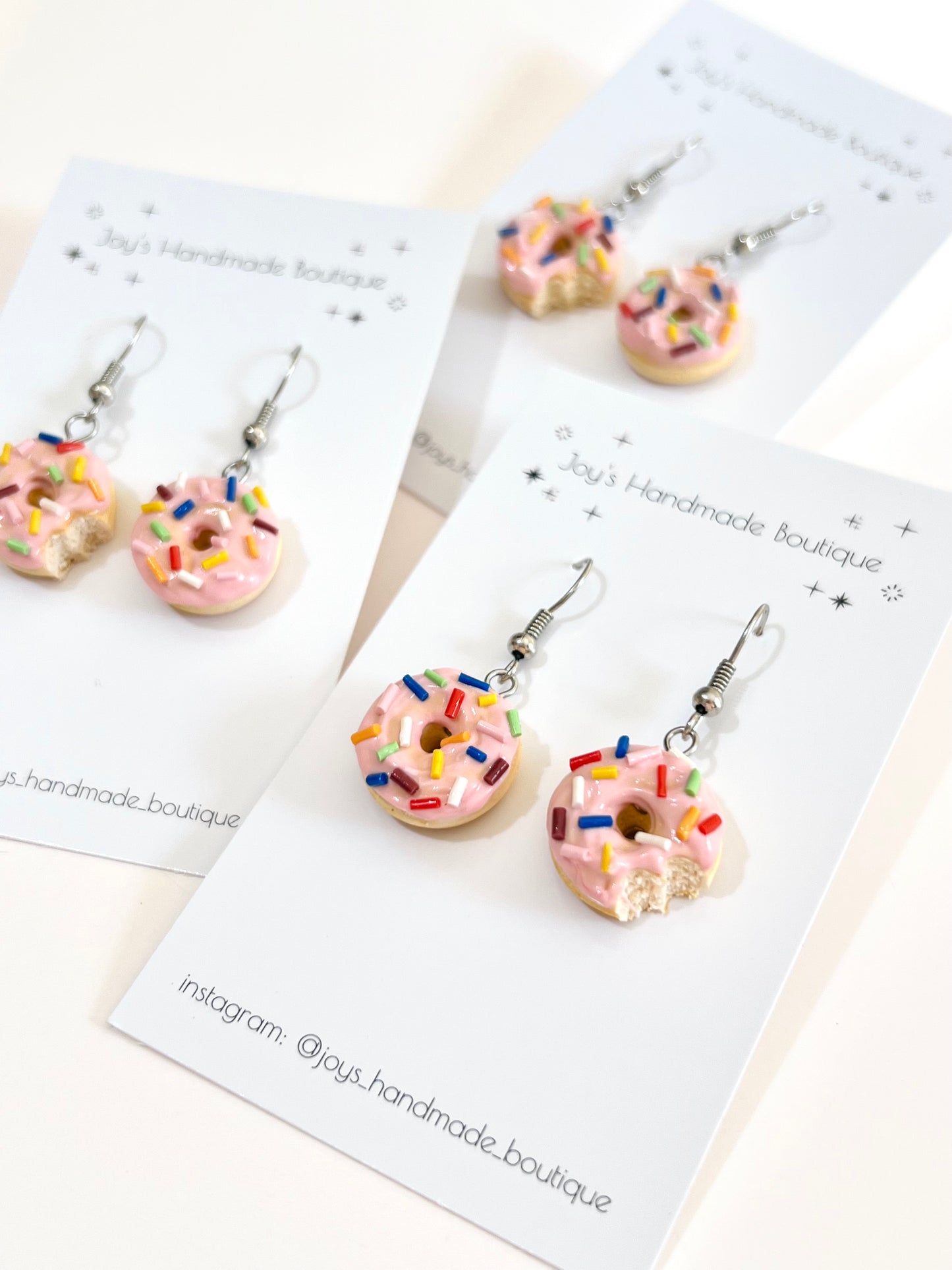 Pink Iced Sprinkles Doughnuts Earrings | Handmade from polymer clay