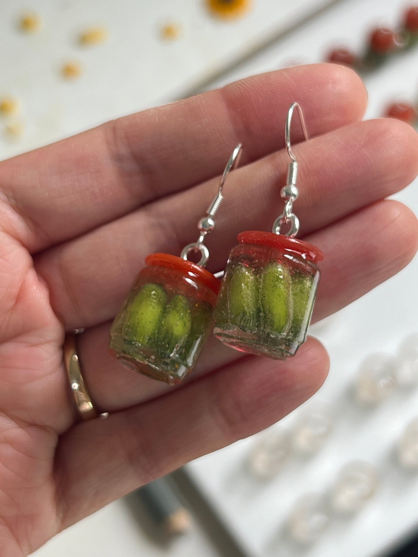 SECONDS/MISTAKES/BUBBLY Pickle Jar Earrings/Keychains | Handmade