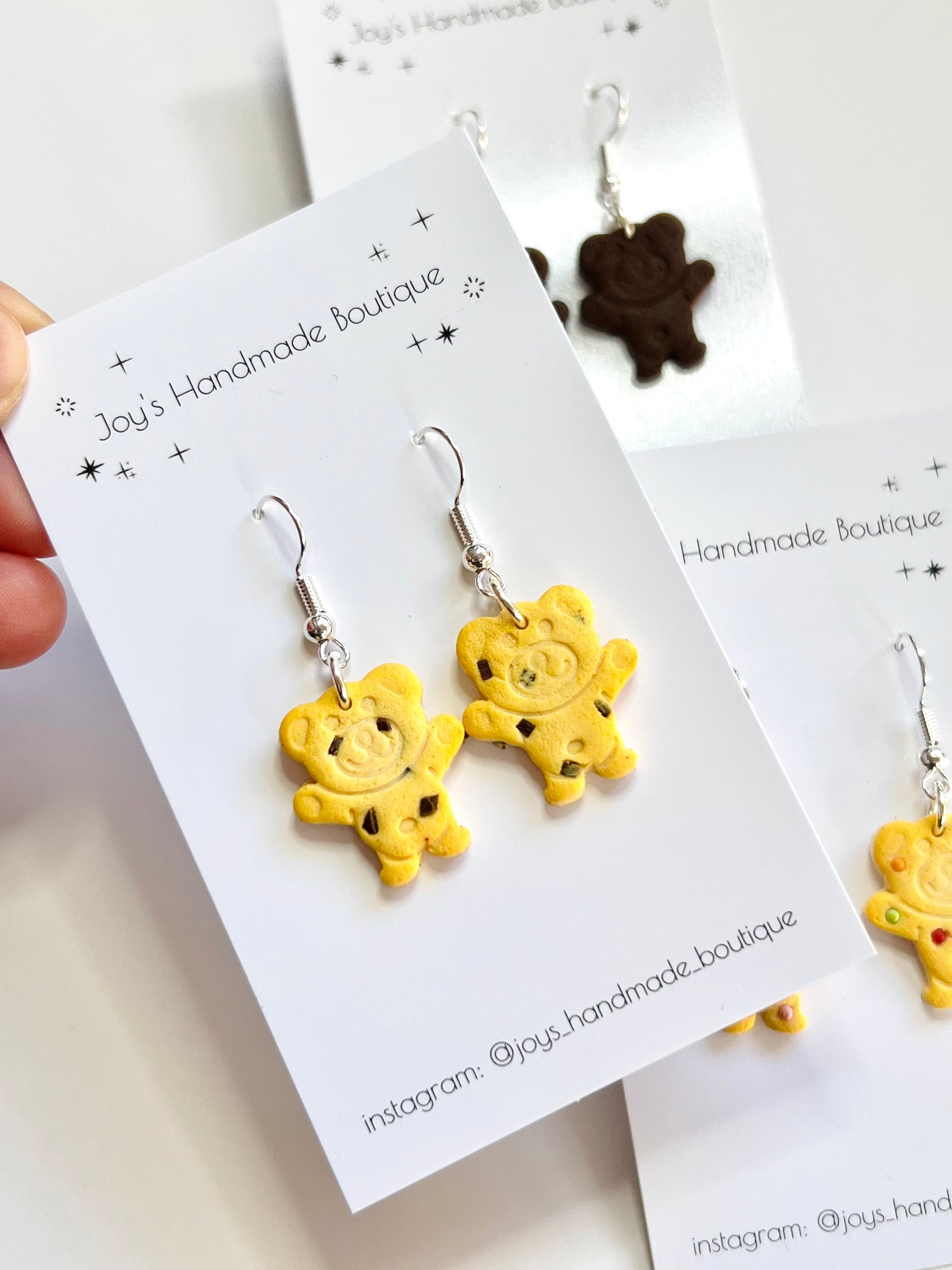 Mini Teddy Biscuit Earrings (Small sized) | Handmade from polymer clay