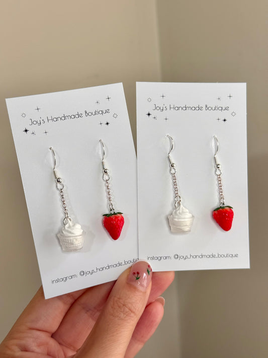 Soft Serve and Strawberry Earrings | Handmade from Polymer Clay