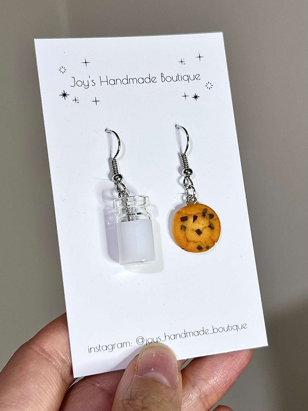 Milk and cookie Earrings Handmade from polymer clay Joy’s Handmade