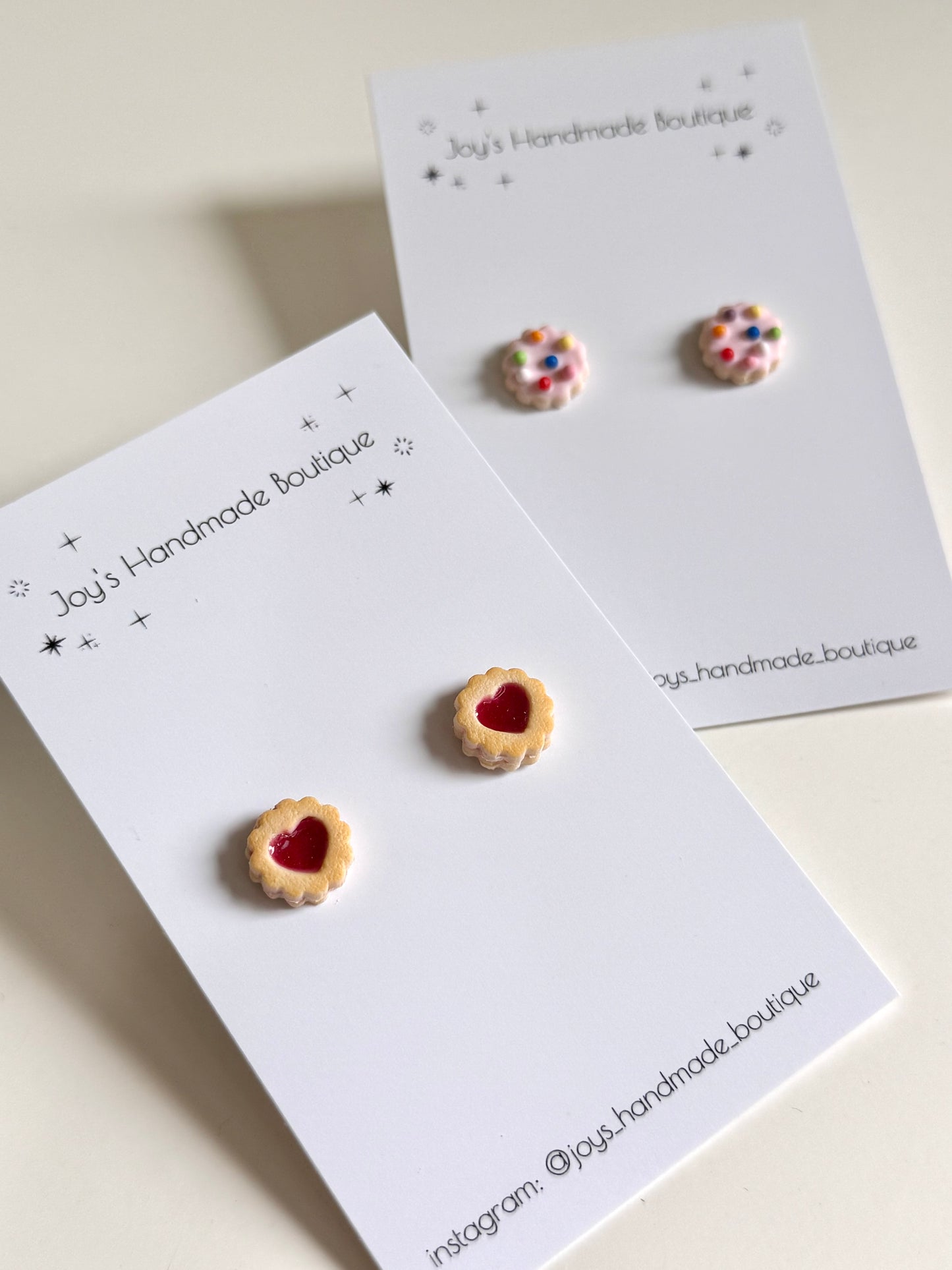 Mini Biscuit Stud Earrings - Handmade from polymer clay