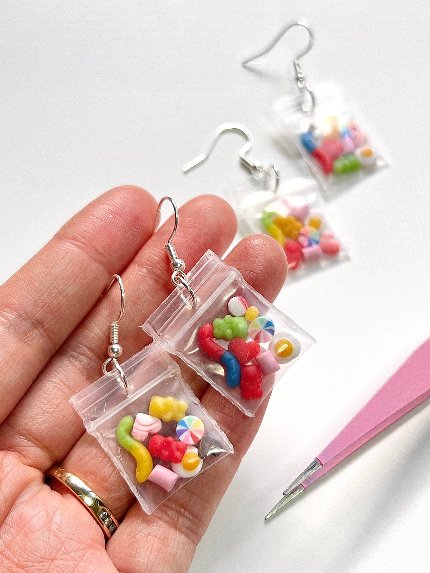 Candy bag earrings | Handmade from polymer clay