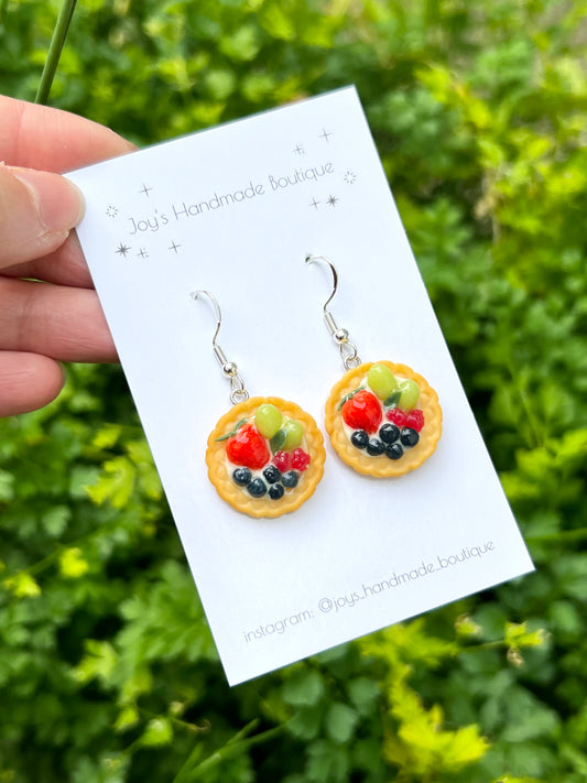 Large Fruit Tart Earrings | Handmade from polymer clay