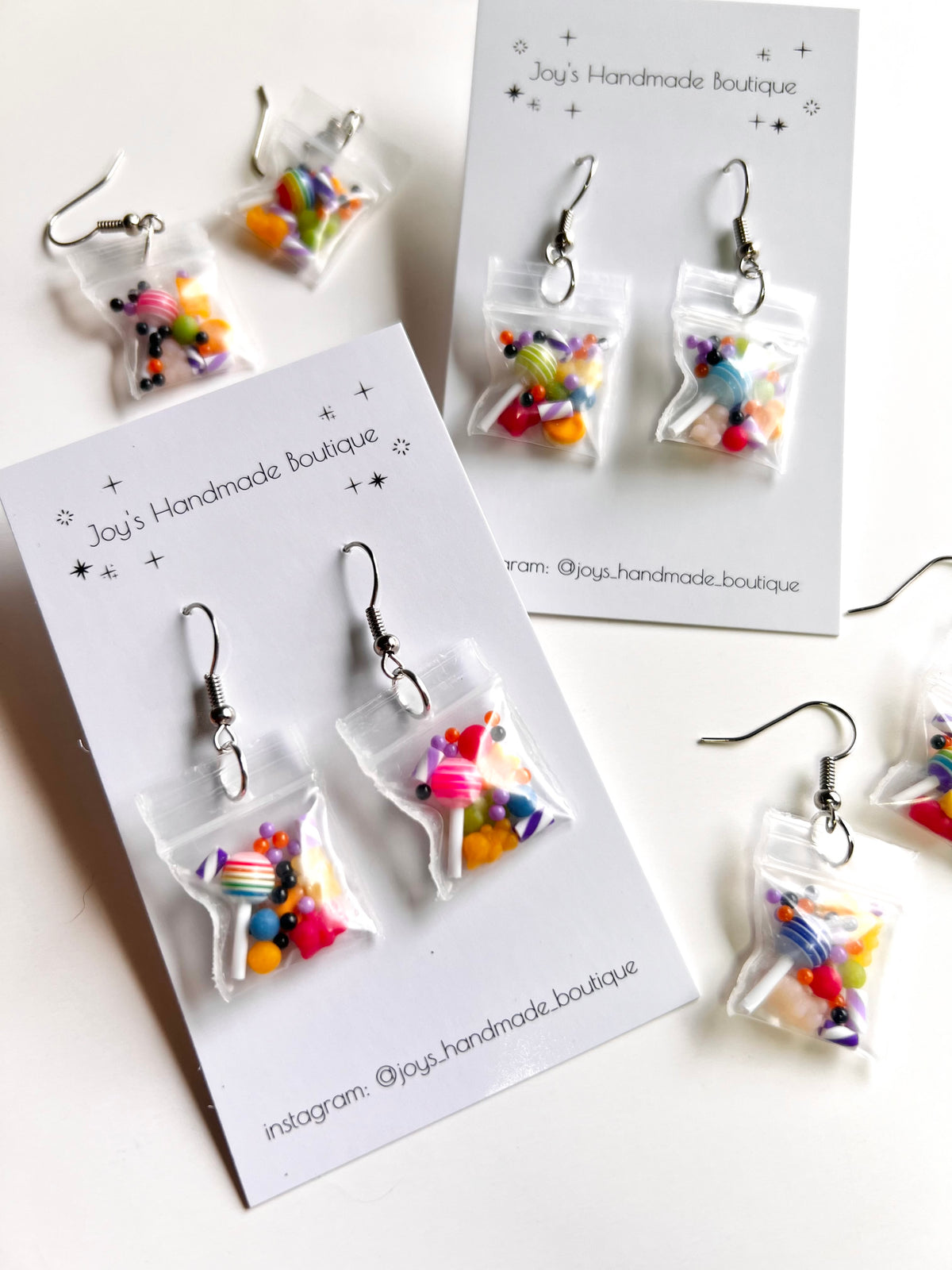 Halloween Treat Baggie Earrings | Handmade from polymer clay