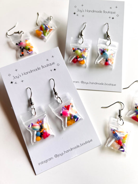 Halloween Treat Baggie Earrings | Handmade from polymer clay