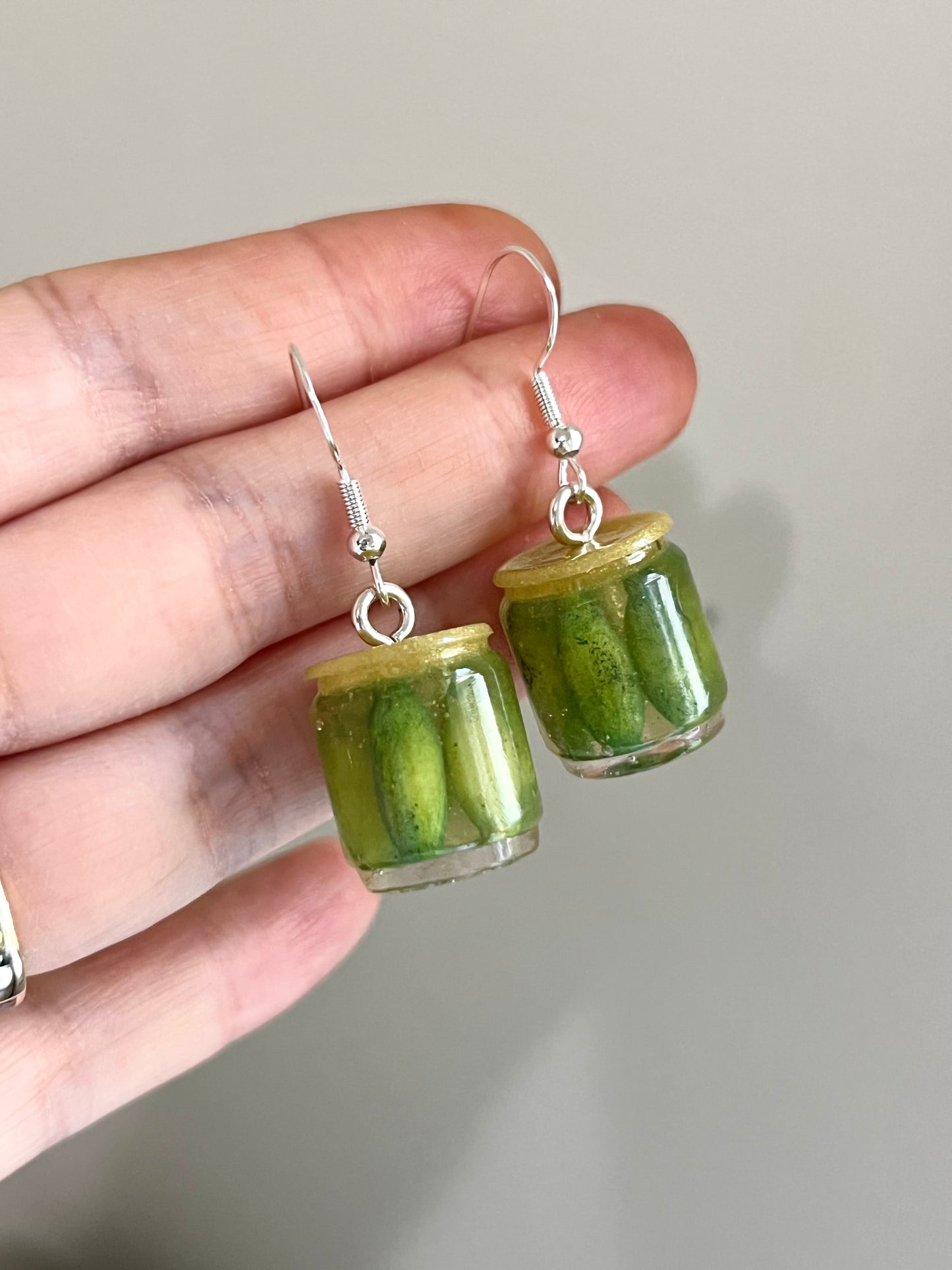 Pickle Jar Earrings/Keychain | Handmade from polymer clay and resin