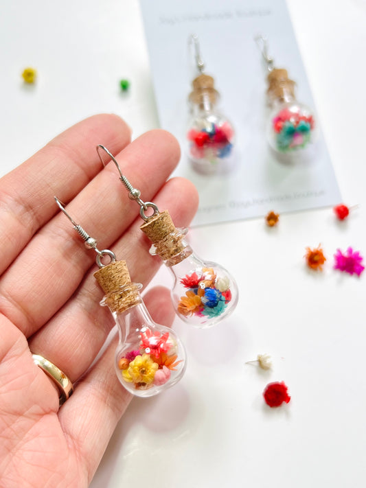 Dried Flower Jar Earrings | Glass