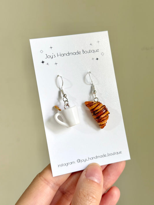 Chocolate Croissant and Coffee | Handmade from polymer clay