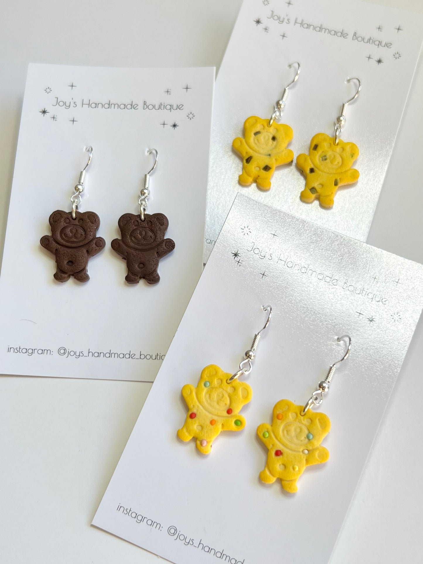 Mini Teddy Biscuit Earrings (Small sized) | Handmade from polymer clay