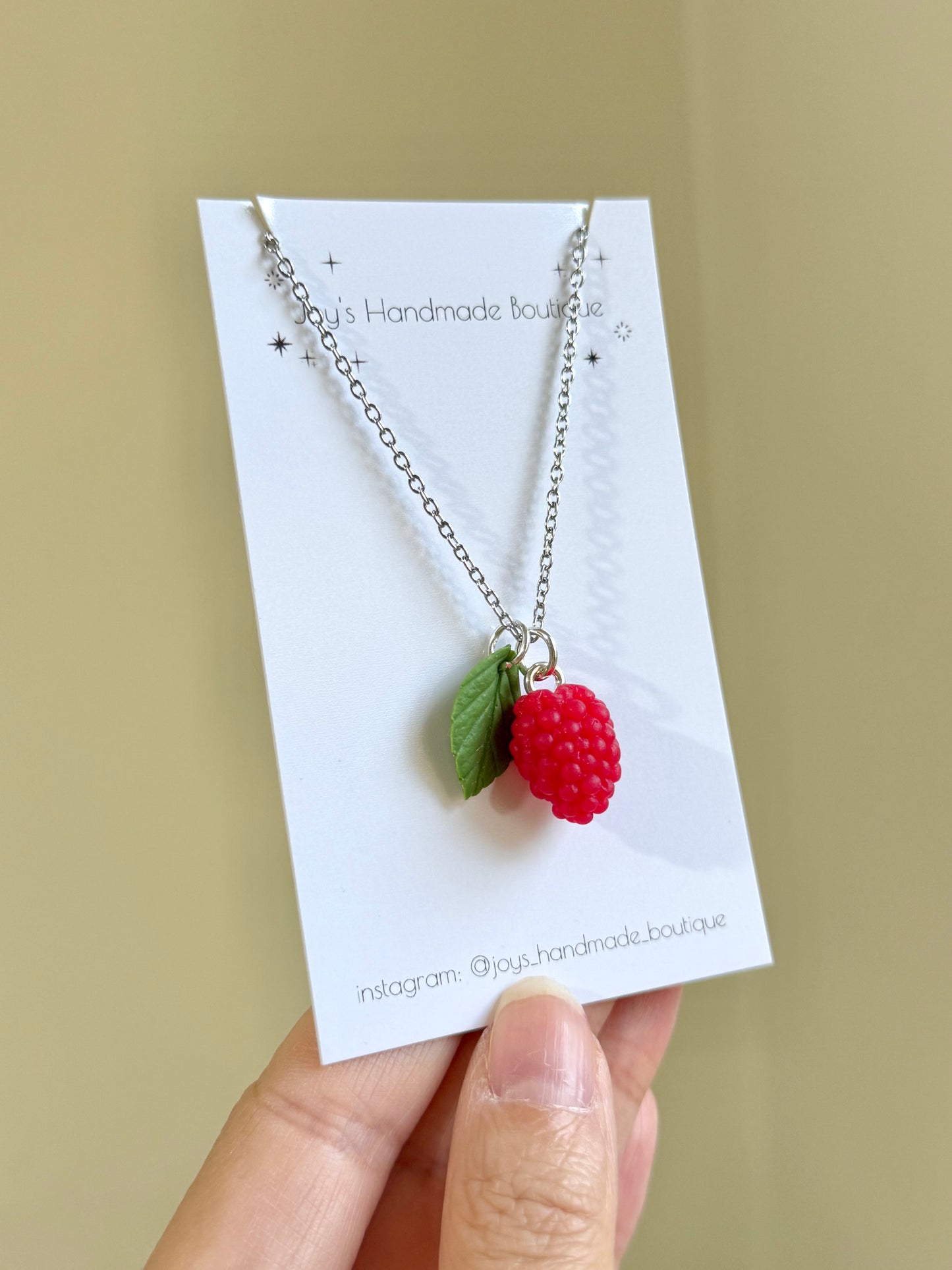 Raspberry Necklace | Handmade from polymer clay