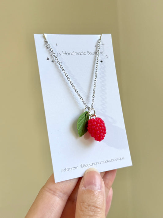 Raspberry Necklace | Handmade from polymer clay
