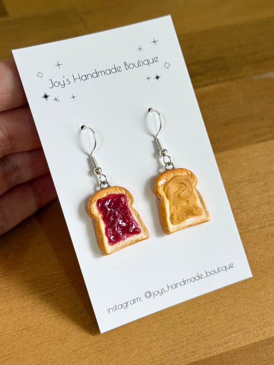 Peanut Butter and Jam on Toast Earrings | Handmade from Polymer Clay