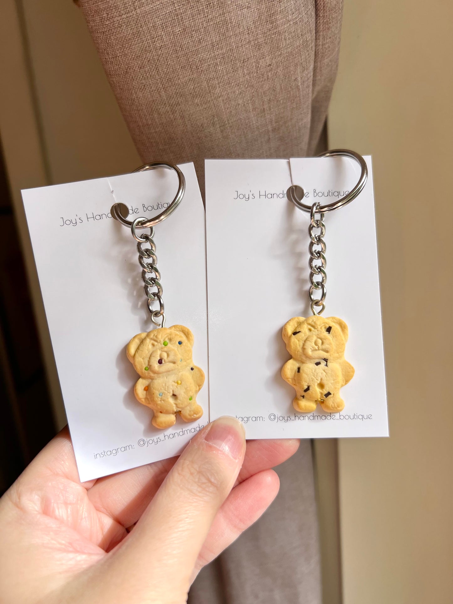 Teddy Biscuit Keychain | Handmade from polymer clay