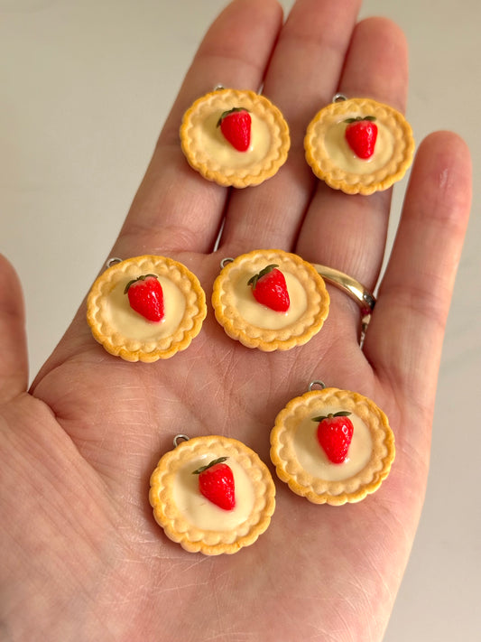 Strawberry Tart Earrings | Handmade from polymer clay